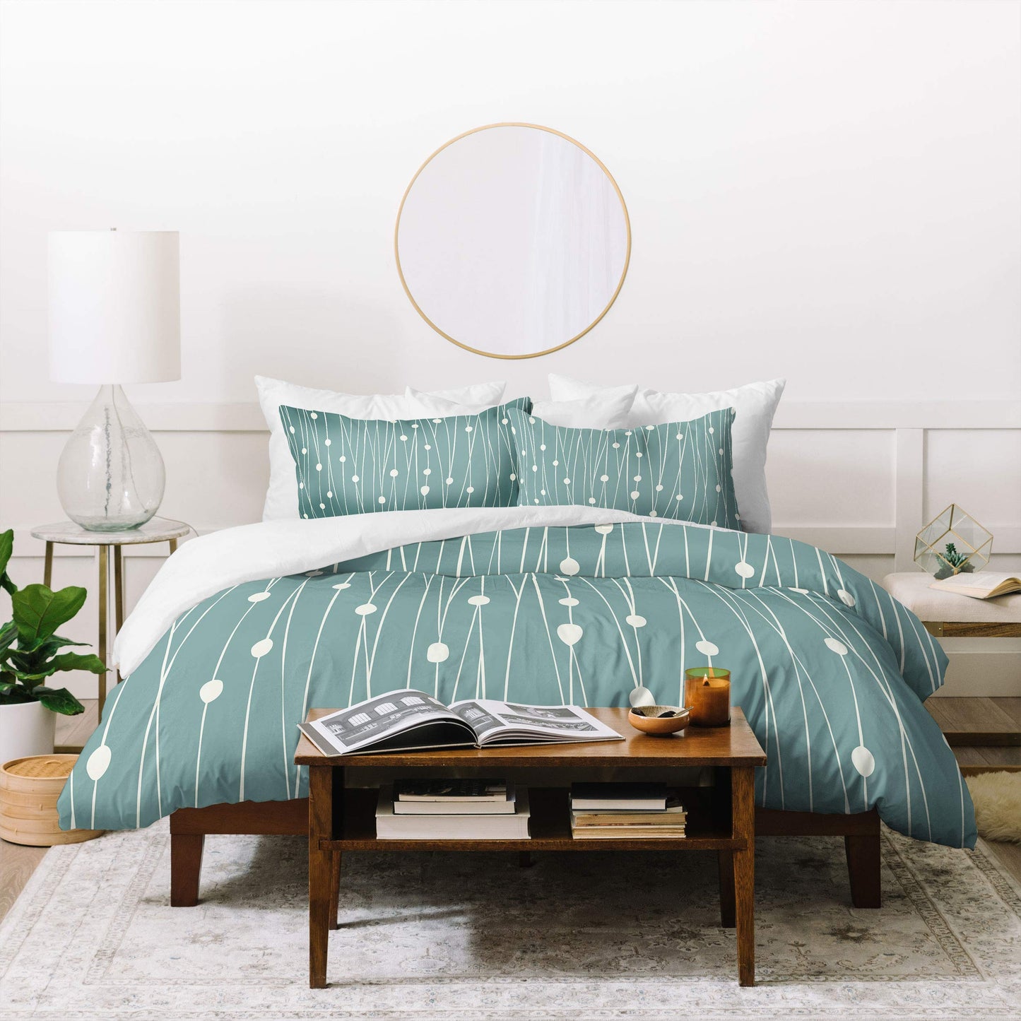 Heather Dutton Entangled Duvet Set with Pillow Sham, Twin, Green