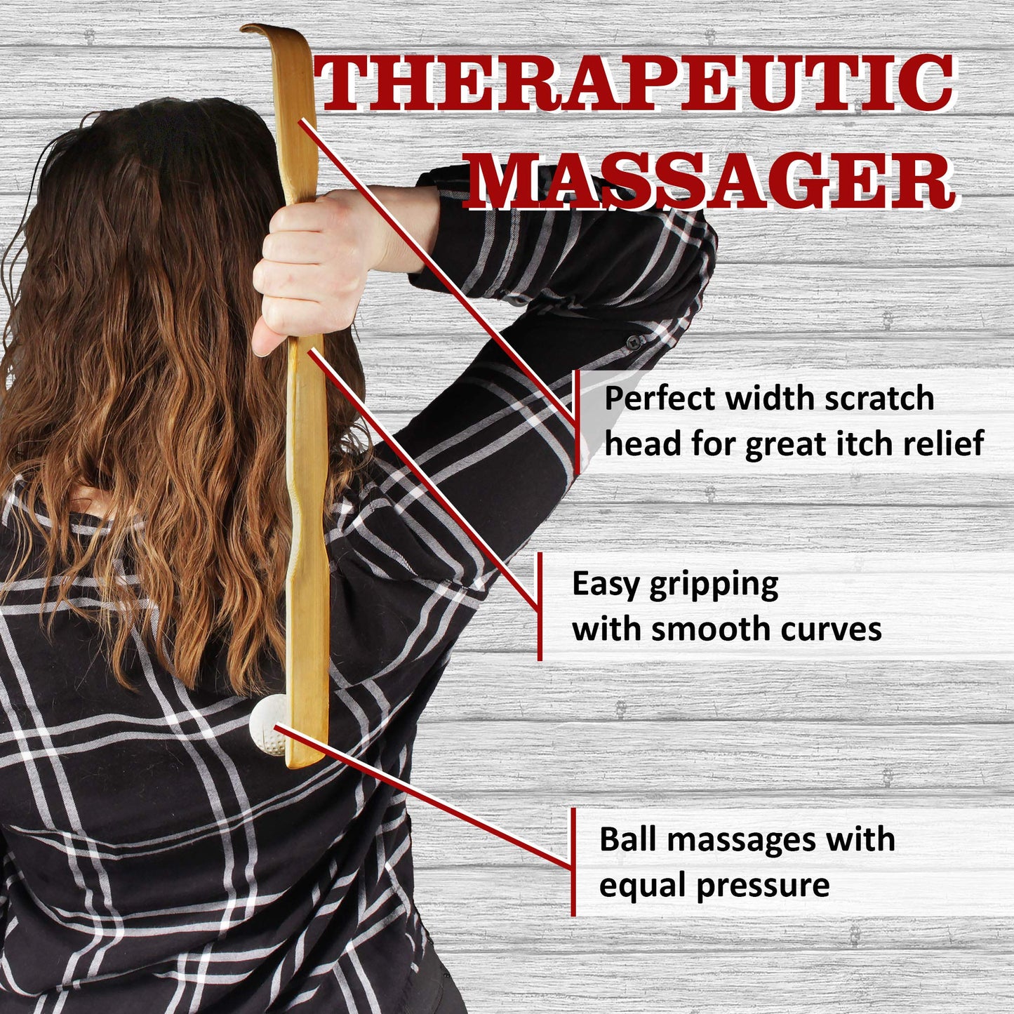 17 Inch Bamboo Wooden Back Scratchers Bongers for Itchy Stress Relief, 6 Pieces