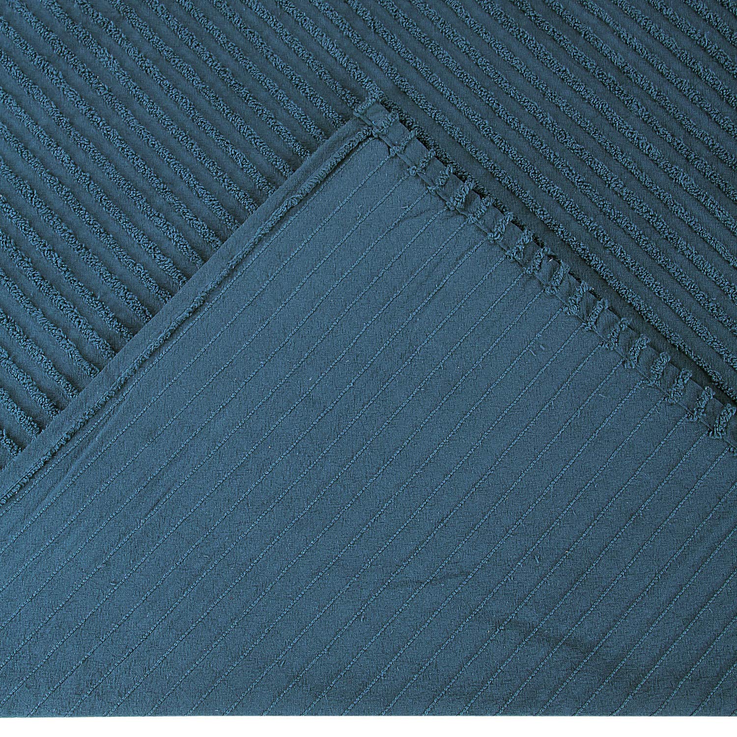 Jullian is Super Soft and Light Weight in Bold Stripes Design 100% Cotton Tufted Unique Luxurious Machine Washable Tumble Dry, Full/Double Bedspread, Teal