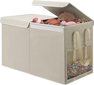 Large Collapsible Toy Storage Box with Mesh Pockets