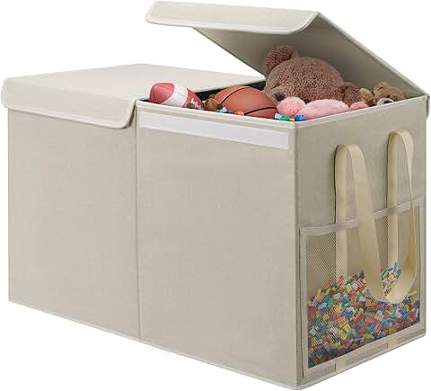 Large Collapsible Toy Storage Box with Mesh Pockets