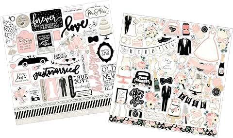 Romantic Wedding Scrapbook Stickers Set of 2