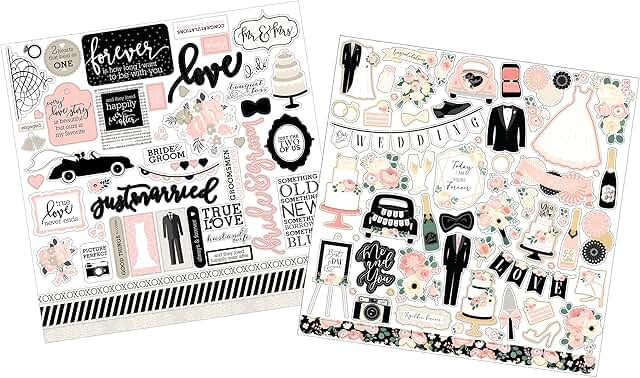 Romantic Wedding Scrapbook Stickers Set of 2