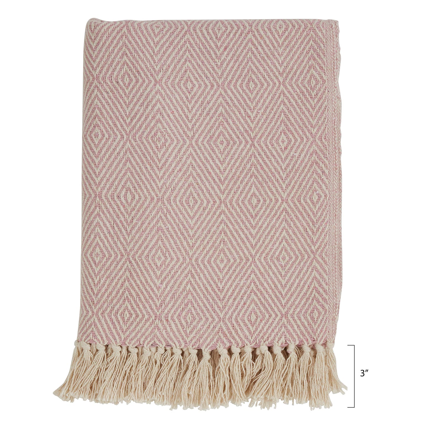 Sevan Soft Cotton Diamond Weave Throw, Pink