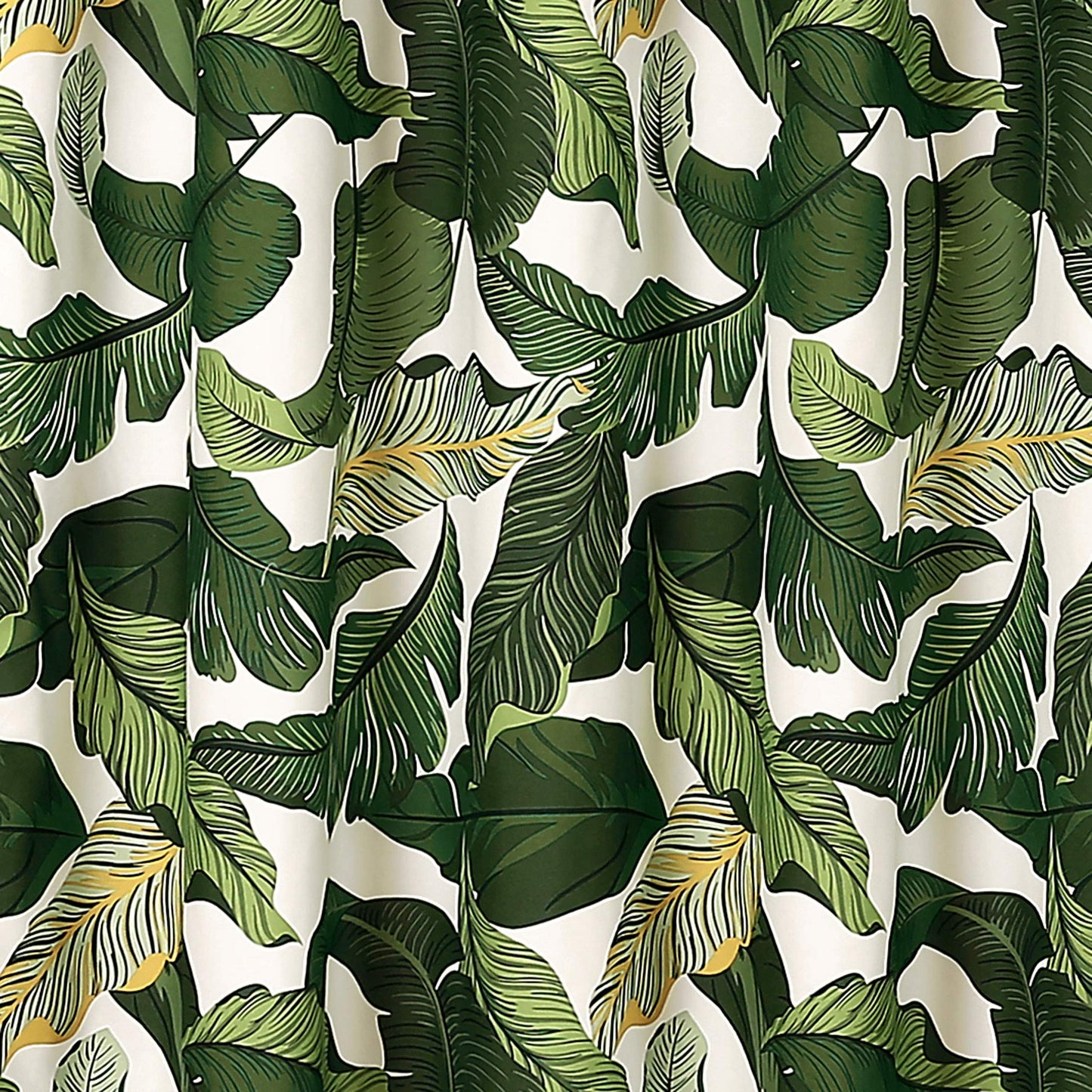 , Green Tropical Paradise Shower Curtain-Fabric Leaf Rainforest Island Print Design, 72" x 72"
