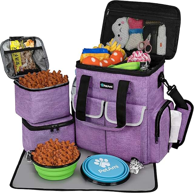 Dog and Cat Travel Bag with Food Containers and Bowls