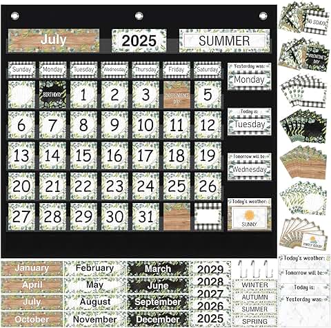 Classroom Calendar Pocket Chart for Seasons and Weather