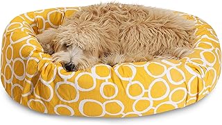 Yellow Sherpa Bagel Bed for Pets