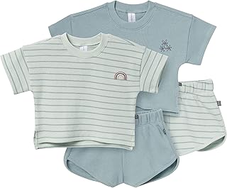 Baby Girl's 4-Piece Set with Crop Tops and Shorts