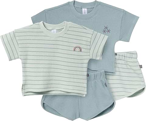 Baby Girl's 4-Piece Set with Crop Tops and Shorts