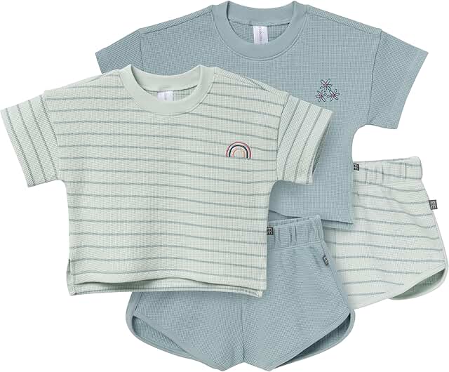 Baby Girl's 4-Piece Set with Crop Tops and Shorts
