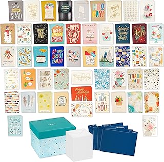 Set of 100 assorted blank greeting cards with organizer