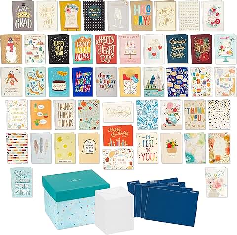 Set of 100 assorted blank greeting cards with organizer