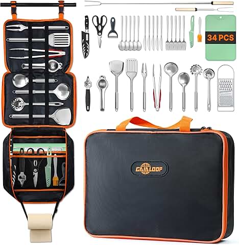 Camping Cooking Utensils Set with Roasting Sticks and BBQ Forks
