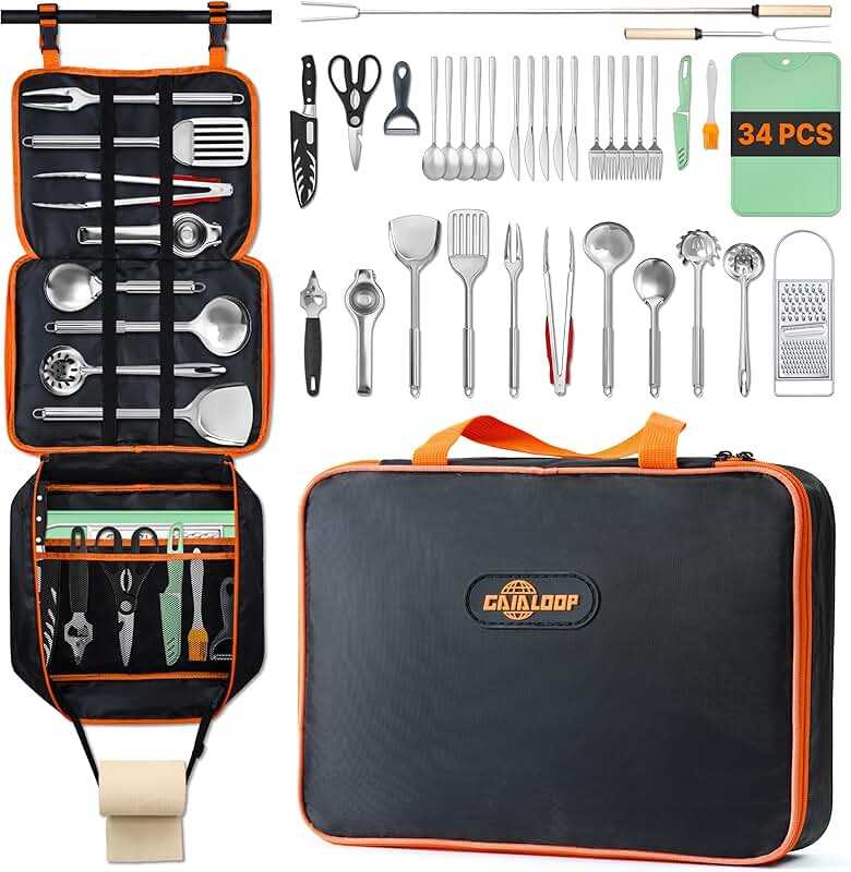 Camping Cooking Utensils Set with Roasting Sticks and BBQ Forks