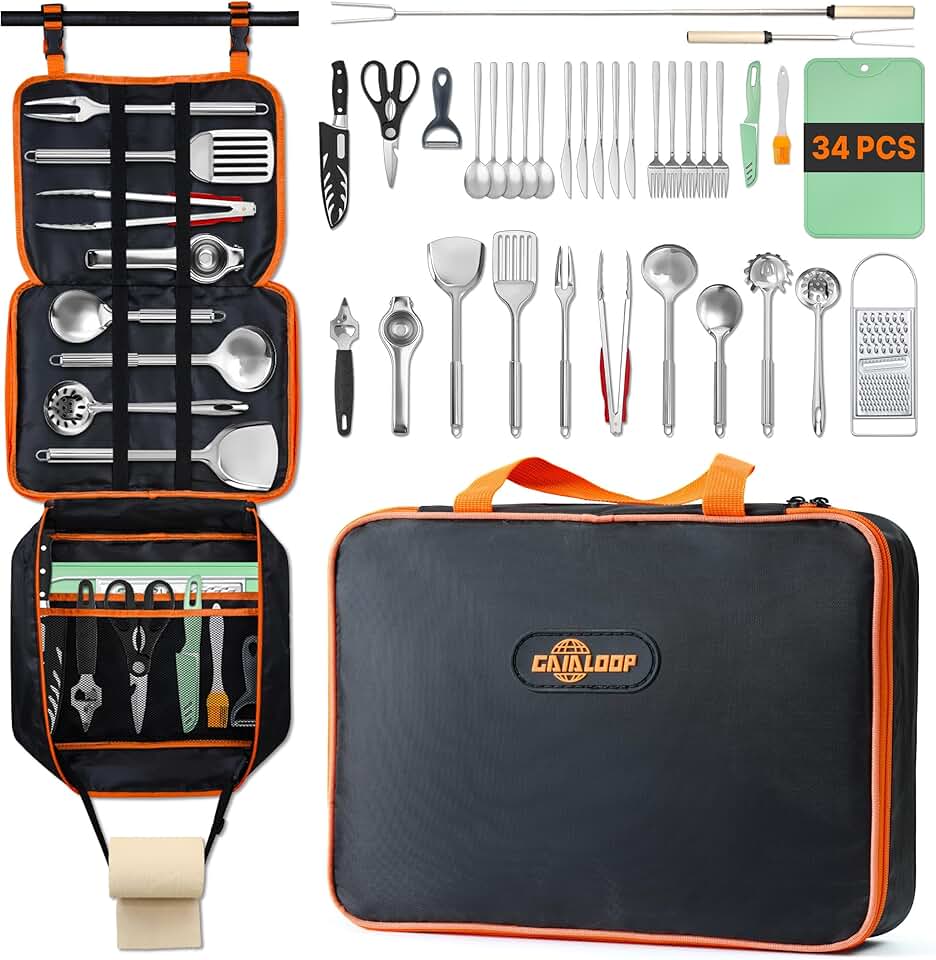 Camping Cooking Utensils Set with Roasting Sticks and BBQ Forks