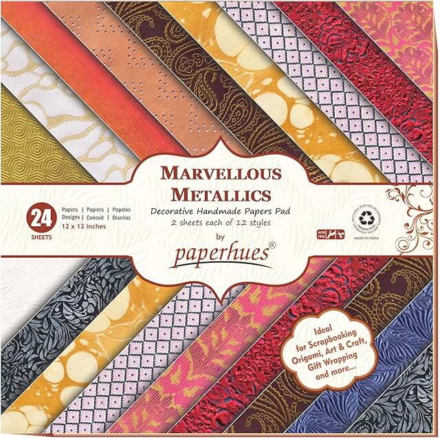 Marvellous Metallics Scrapbook Paper, 12x12 inches, 24 sheets