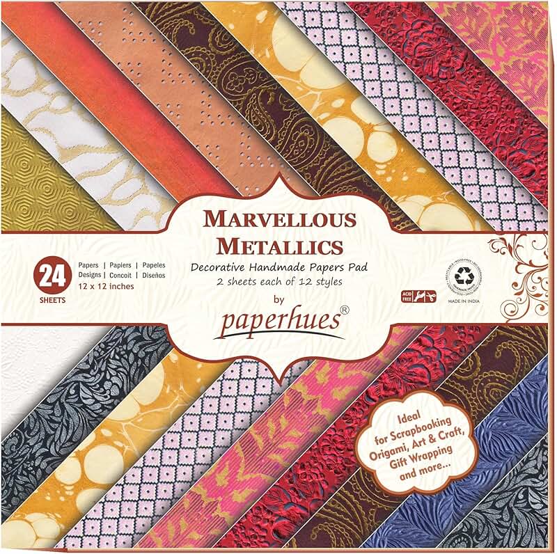 Marvellous Metallics Scrapbook Paper, 12x12 inches, 24 sheets