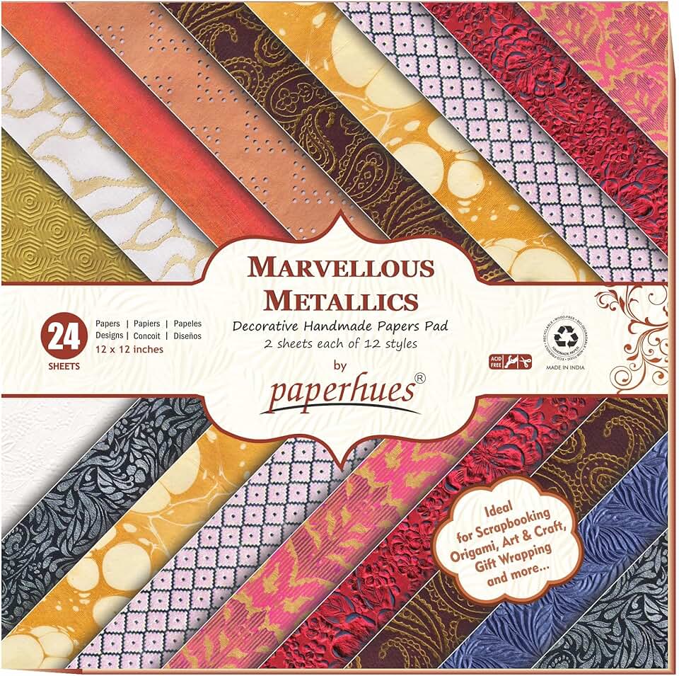 Marvellous Metallics Scrapbook Paper, 12x12 inches, 24 sheets
