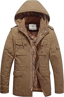 Men's Thick Winter Military Style Parka with Removable Hood