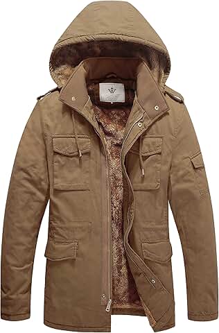 Men's Thick Winter Military Style Parka with Removable Hood