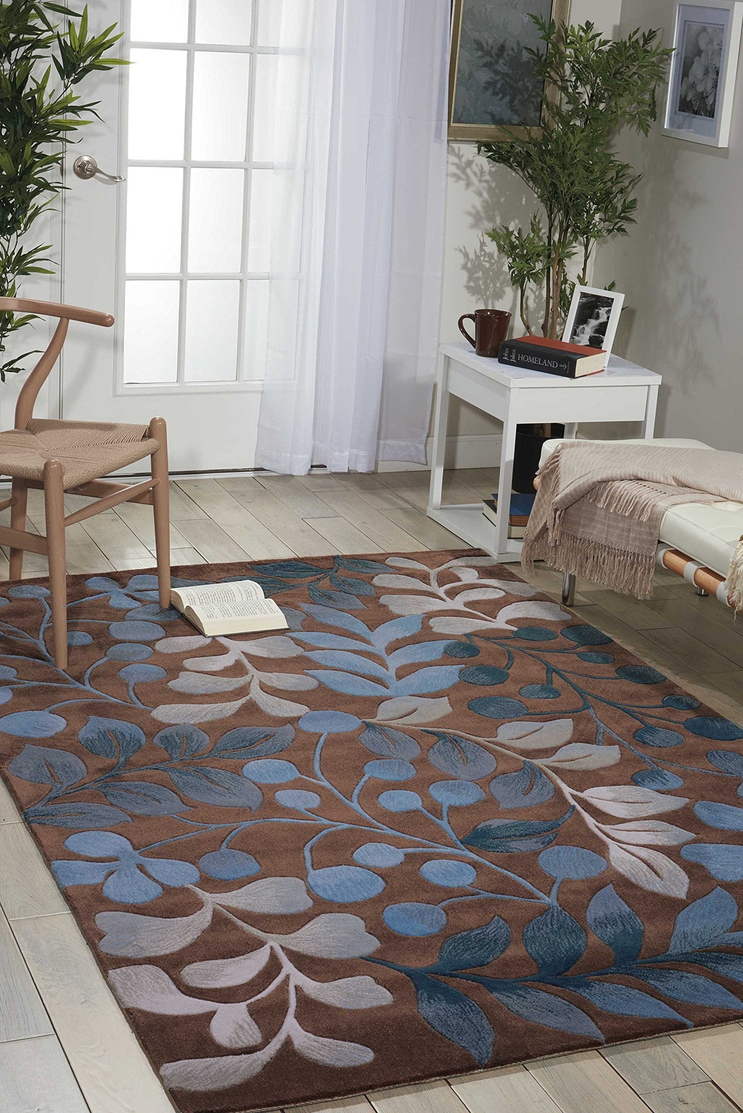 Contour Floral Mocha 2'6" x 4' Area Rug, Easy Cleaning, Non Shedding, Bed Room, Living Room, Dining Room, Kitchen 3x4)