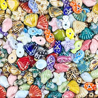 50 Assorted Ceramic Ocean Sea Shell Beads for Jewelry Making