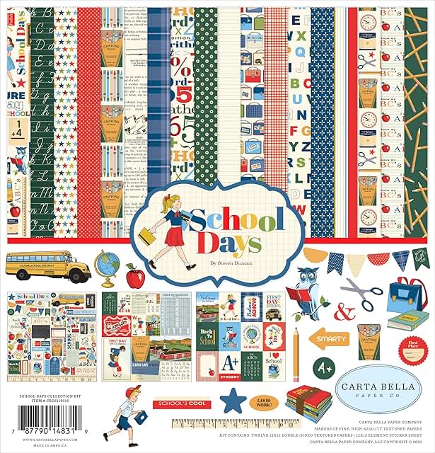 School Days Collection Kit in Navy, Red, Yellow, Green