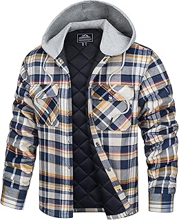 Men's Flannel Hooded Quilted Plaid Shirt