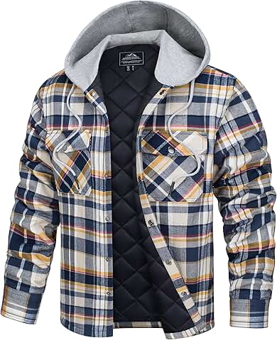 Men's Flannel Hooded Quilted Plaid Shirt