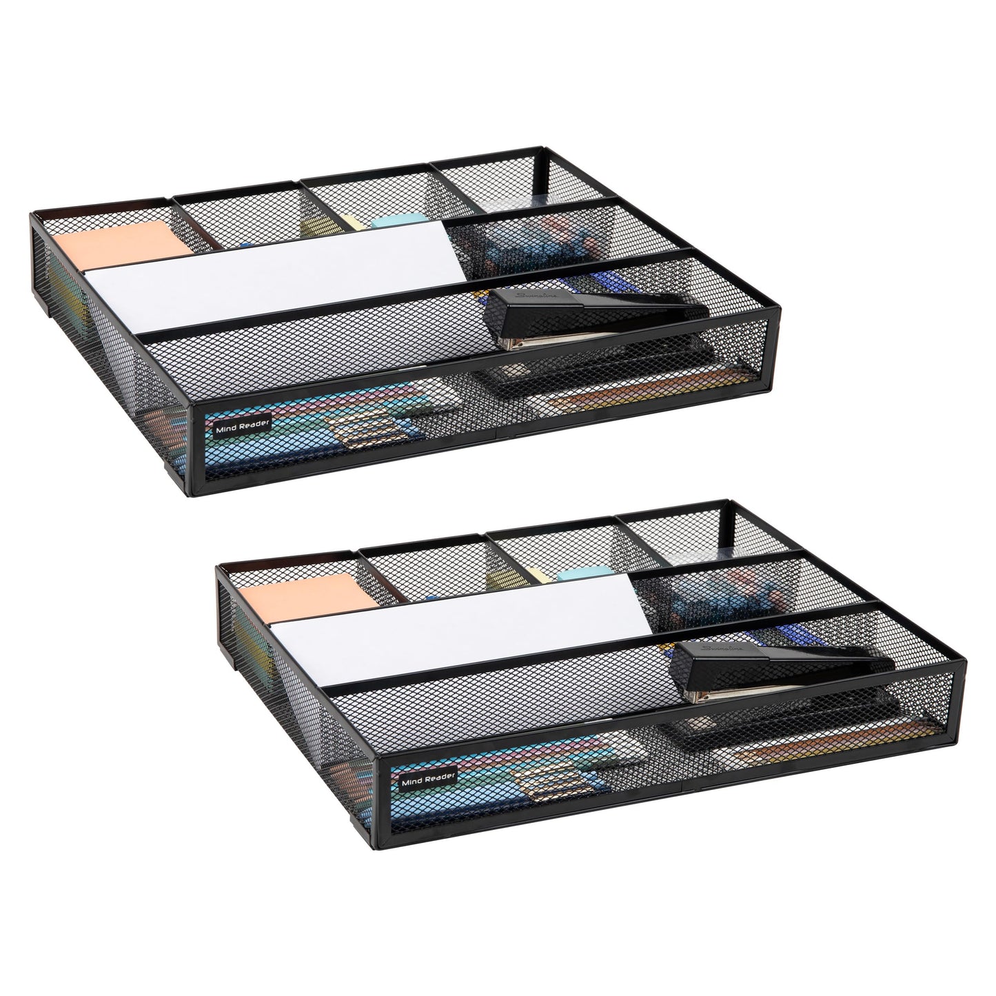 Set of 2 black metal mesh drawer organizers
