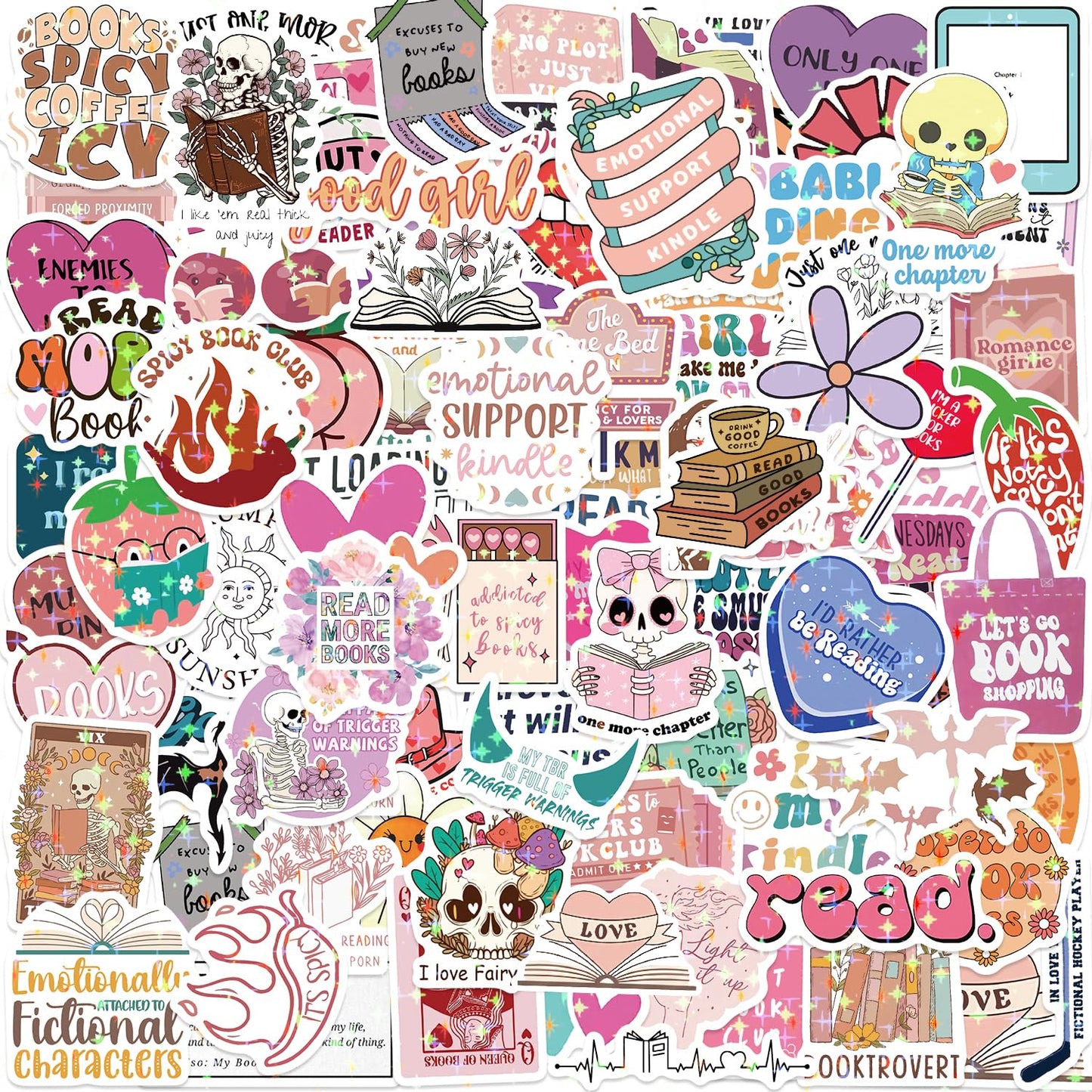 126 Funny Bookish Stickers for Readers and Water Bottles