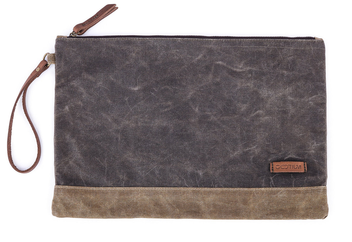 Waxed Canvas Zip Folio Pencil and Makeup Bag, 13x9.4, Olive Drab