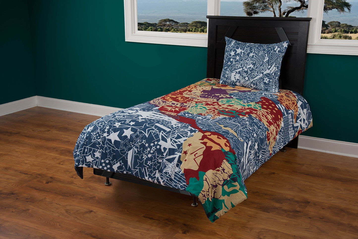 BT1434 Comforter, 86"X86", Blue/Red/Yellow