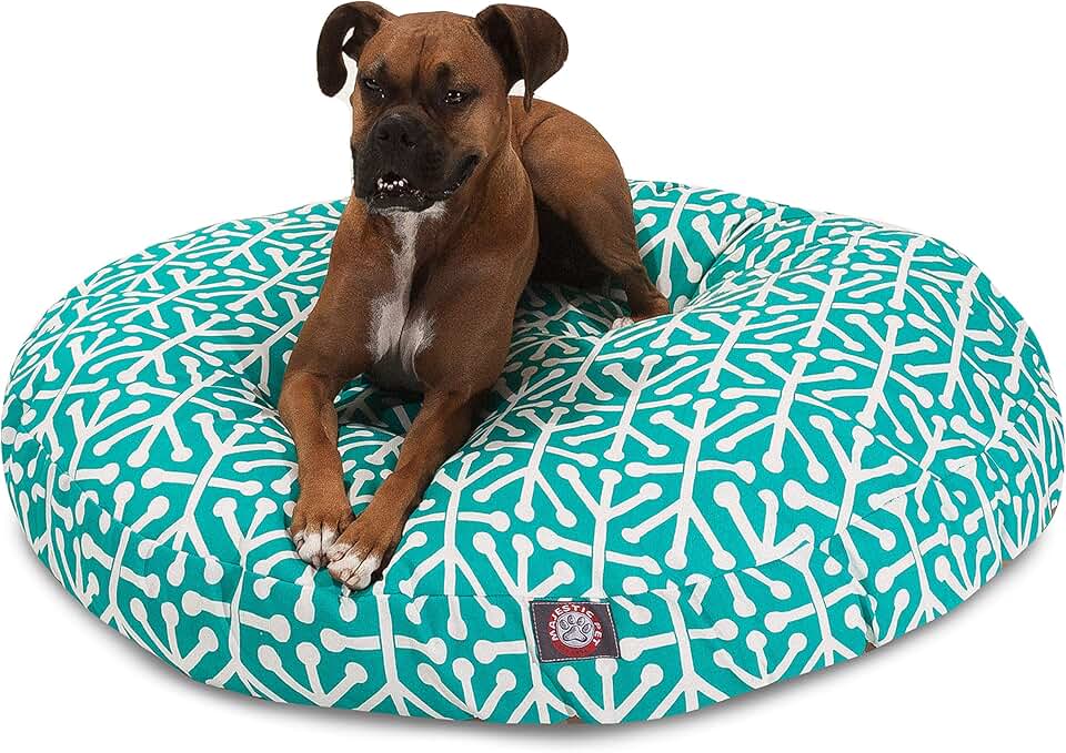Large Round Indoor Outdoor Dog Bed with Washable Cover