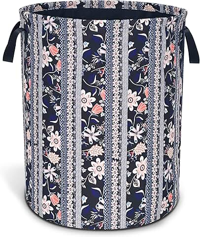Foldable Floral Laundry Basket with Handle