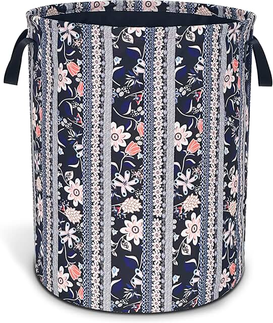 Foldable Floral Laundry Basket with Handle