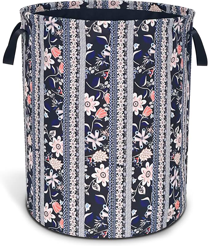 Foldable Floral Laundry Basket with Handle