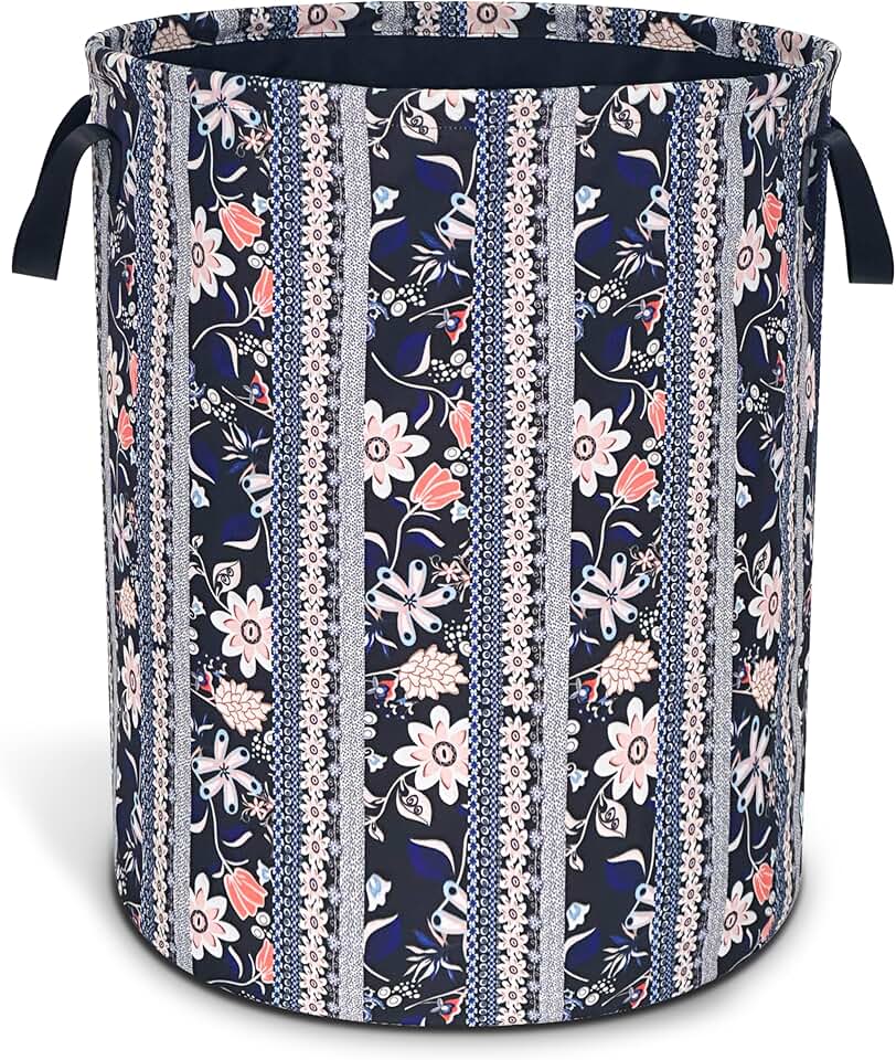 Foldable Floral Laundry Basket with Handle