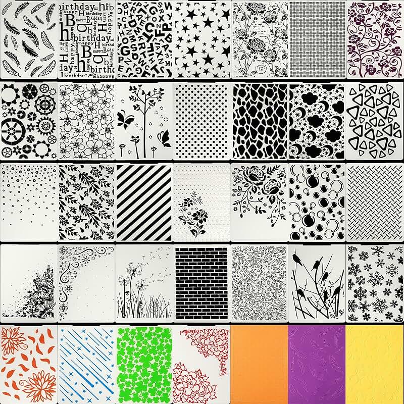 32 Embossing Folders for Card Making and Crafting