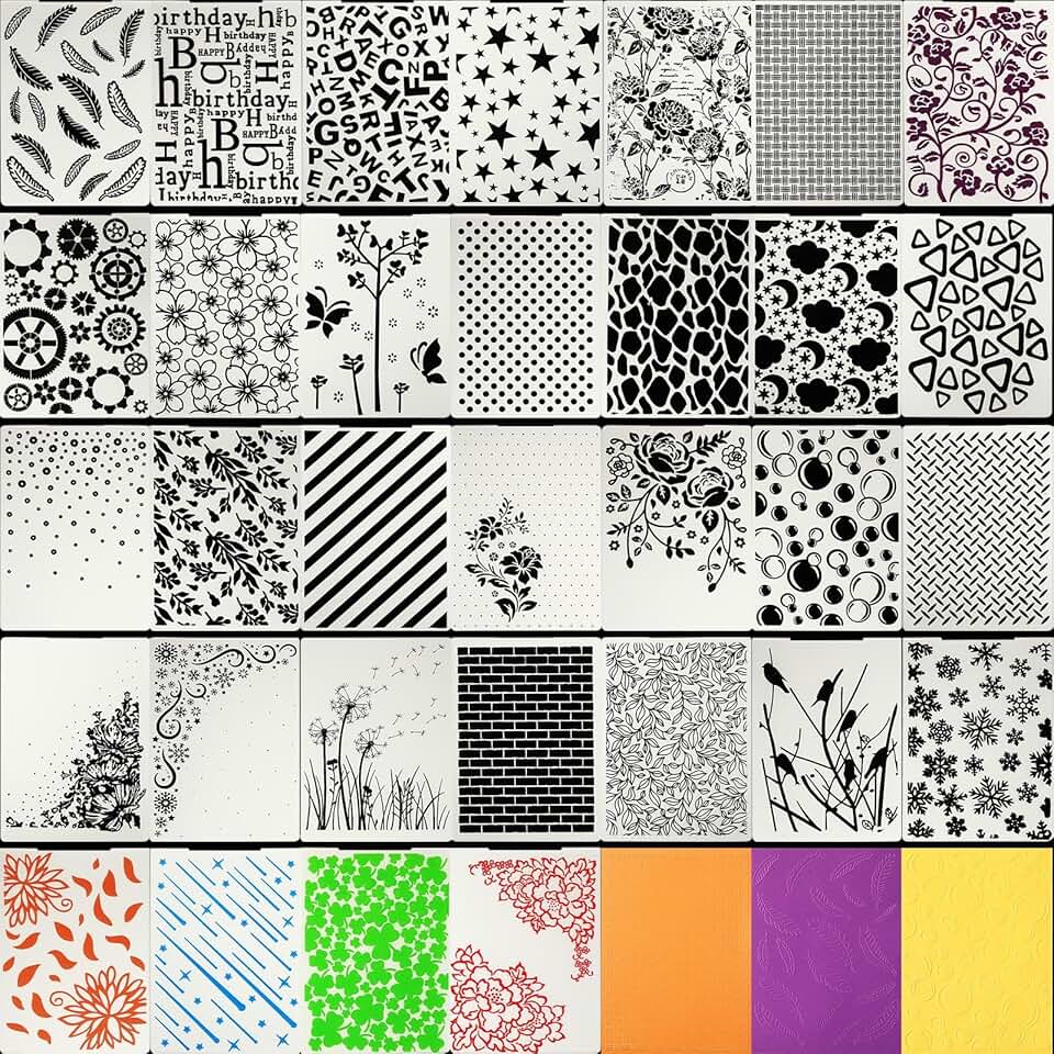 32 Embossing Folders for Card Making and Crafting