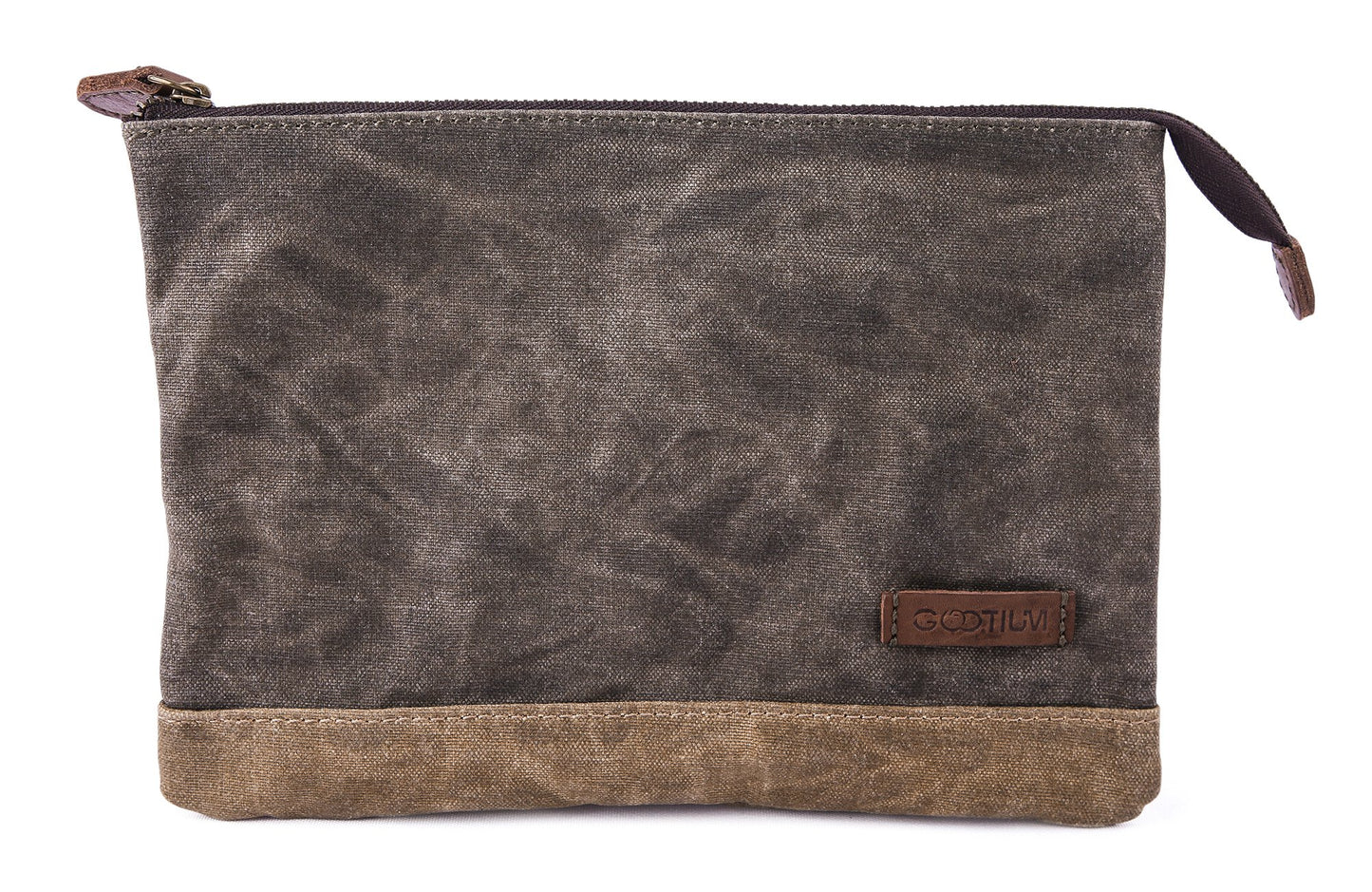 Waxed Canvas Zip Pouch Set for Makeup and Office Use