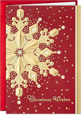 Red and Gold Snowflake Holiday Cards, 40 Pack