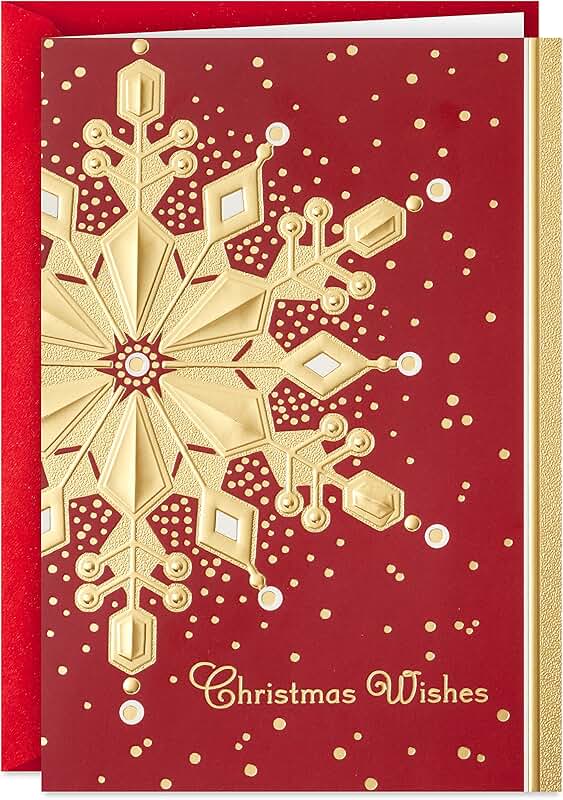 Red and Gold Snowflake Holiday Cards, 40 Pack