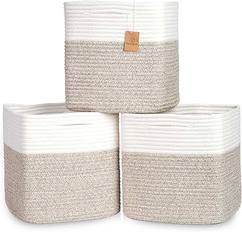 13-Inch Cotton Rope Storage Baskets, 3-Pack