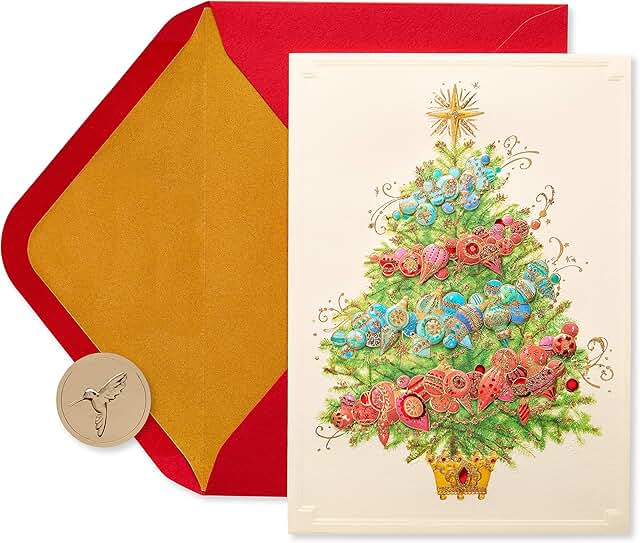 12 Christmas Cards with Envelopes and Tree Design
