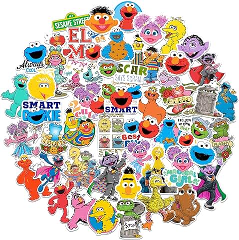 Large Sesame Street Sticker Pack with 50 Die Cut Vinyl Stickers