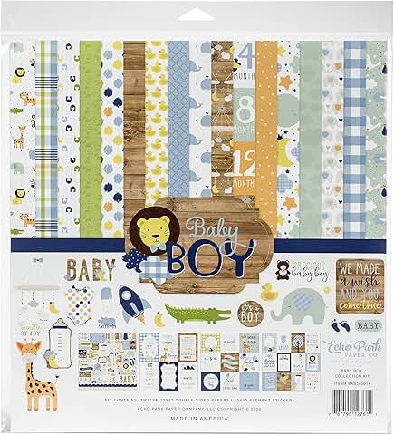 Baby Boy Collection Kit with Blue, Green, Mint, Yellow Paper