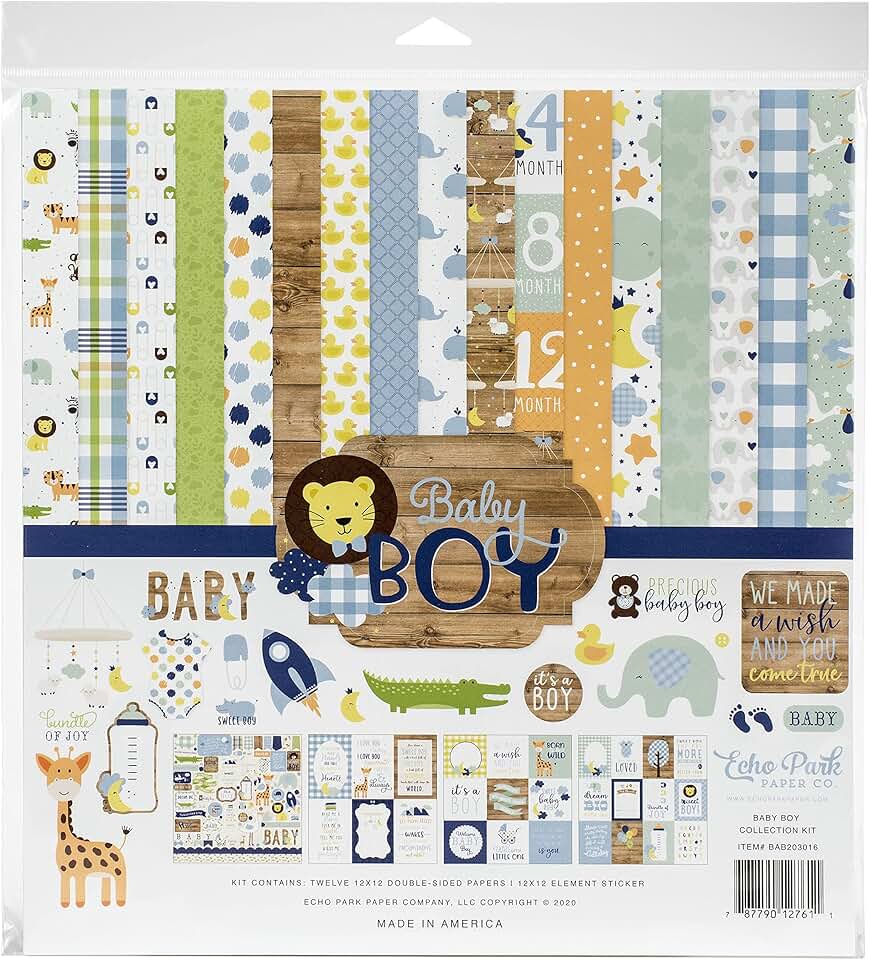 Baby Boy Collection Kit with Blue, Green, Mint, Yellow Paper