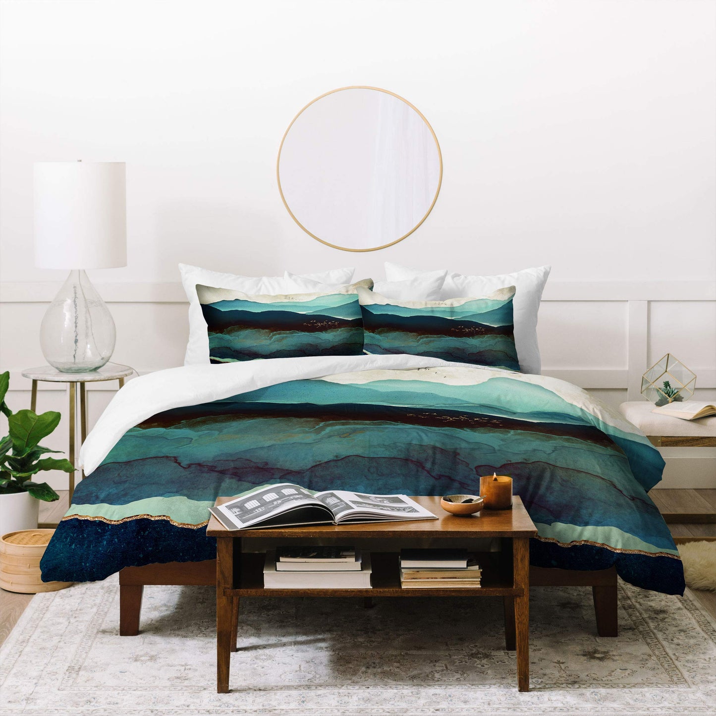 SpaceFrogDesigns Indigo Mou ins Duvet Cover Set, 88" x 88", Pillowcases: 30" x 20, Multi